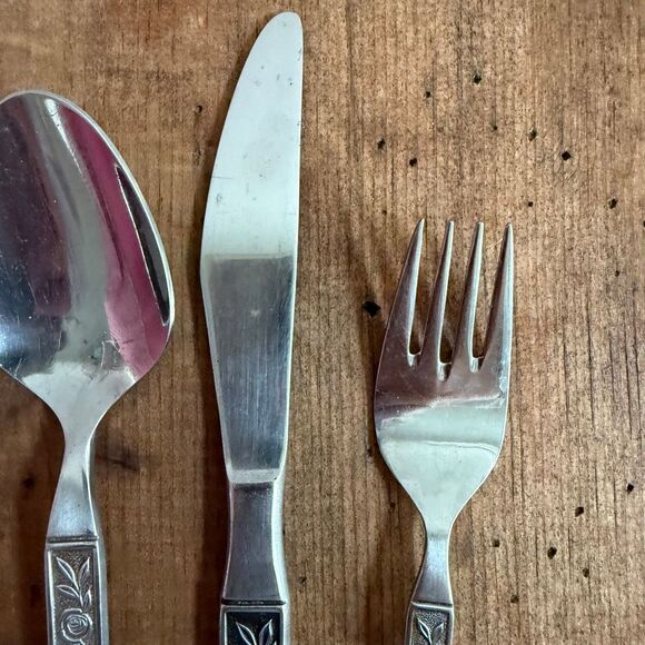 Vintage 4pc Interpur Mexicali Rose Stainless Steel Japan Teaspoon Dinner Spoon F - Picture 5 of 5